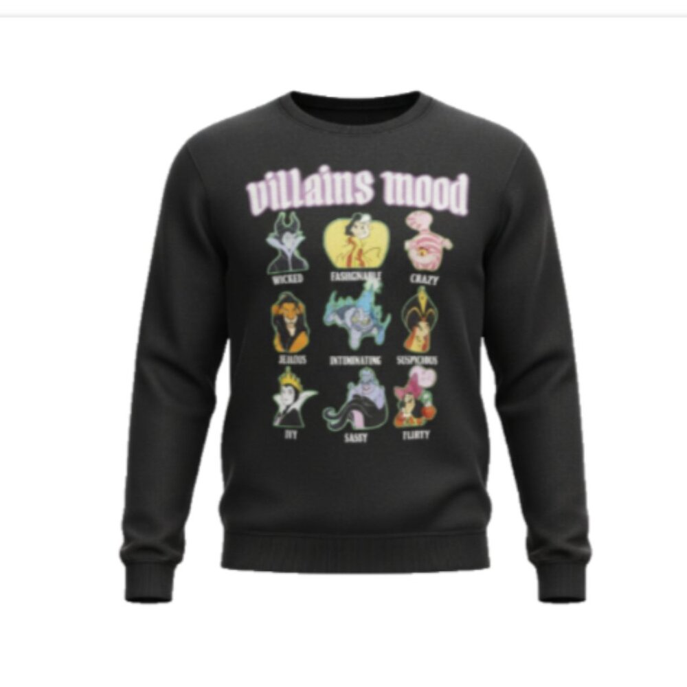 Disney Villains Mood Characters Sweatshirt Girls L 11-13 Black Graphic - Picture 9 of 9